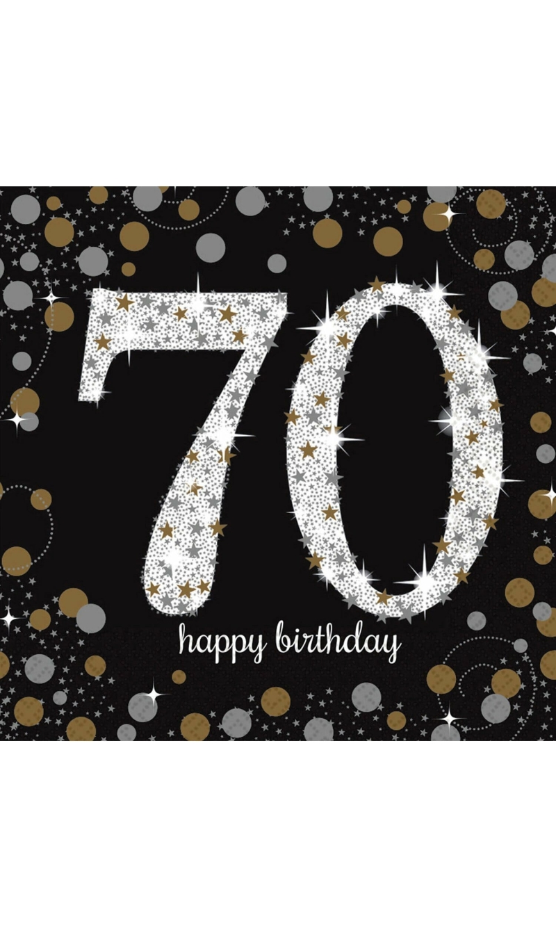 70th Gold Sparkling Celebration Napkins 33cm x 33cm - 16pk