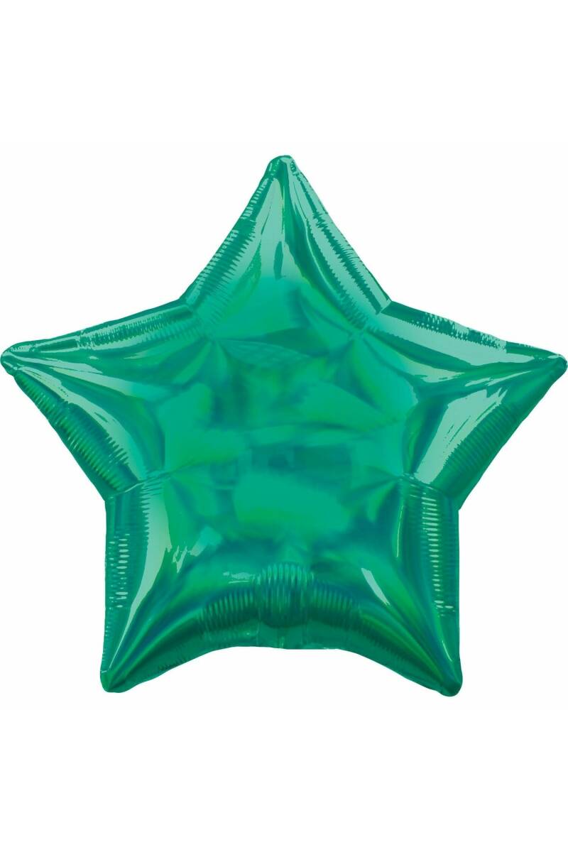 Holographic Iridescent Green Star Standard Foil Balloon - 18'' (43cm)