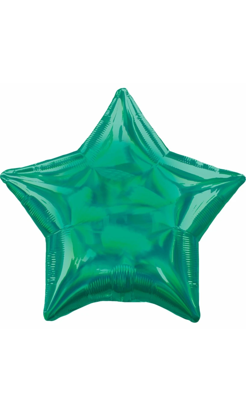 Holographic Iridescent Green Star Standard Foil Balloon - 18'' (43cm)