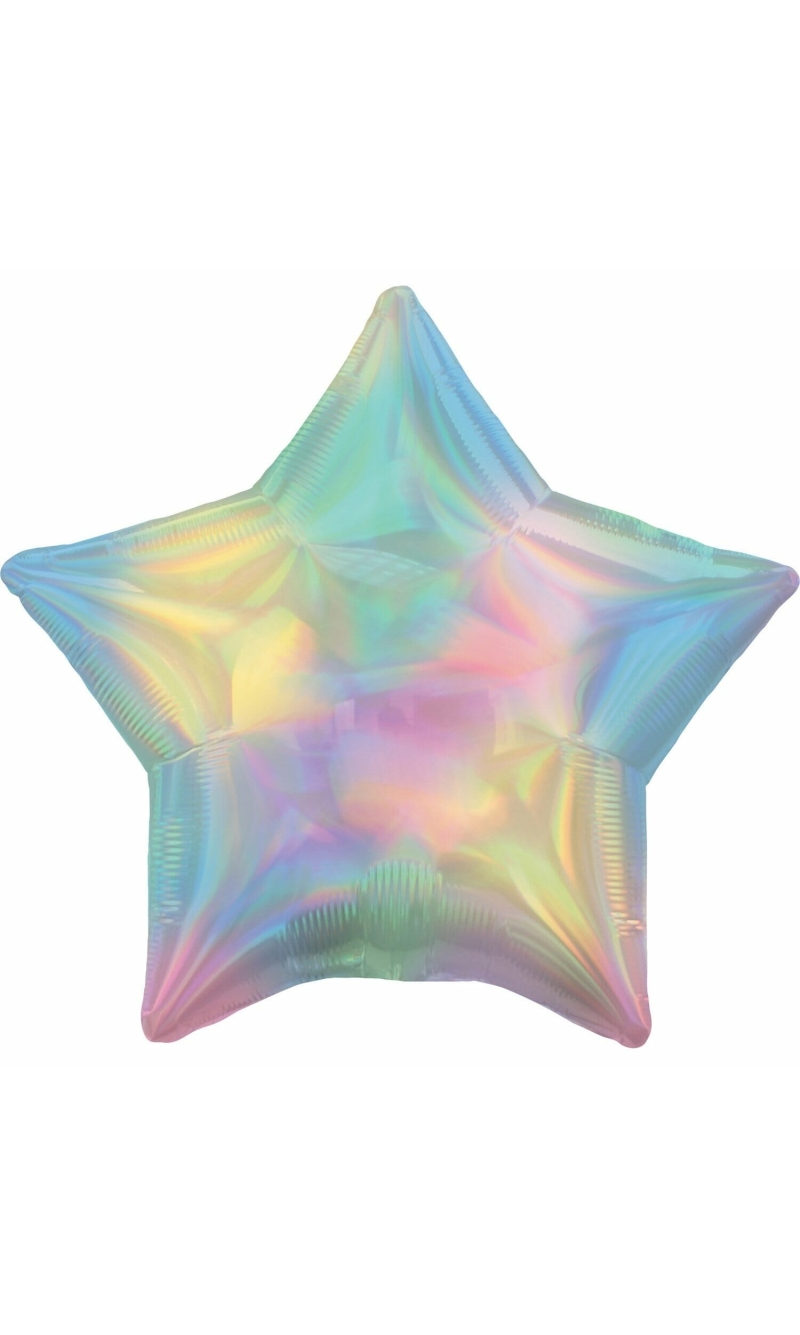 Holographic Iridescent Pastel Rainbow Star Standard Foil Balloon - 18'' (43cm)