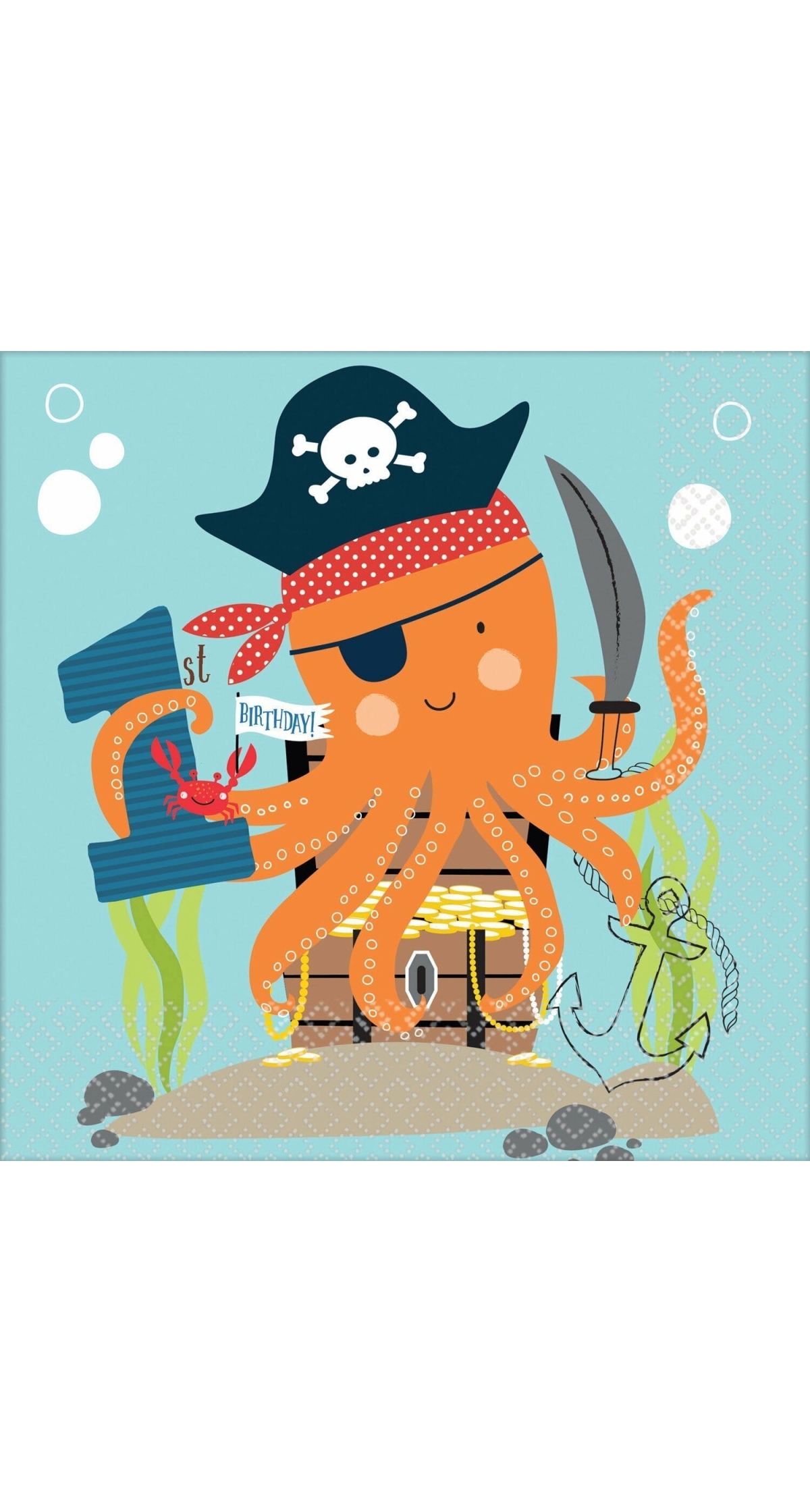 Ahoy Birthday "1st Birthday" Paper Napkins 33cm - 16pk