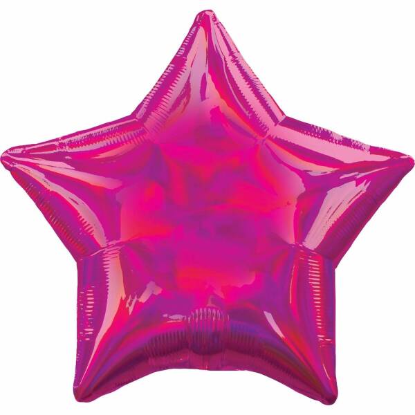 Holographic Iridescent Magenta Star Foil Balloon - 18'' (43cm)