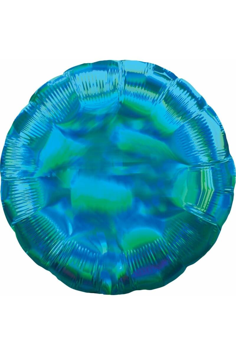 Holographic Iridescent Cyan Circle Foil Balloon - 18'' (43cm)