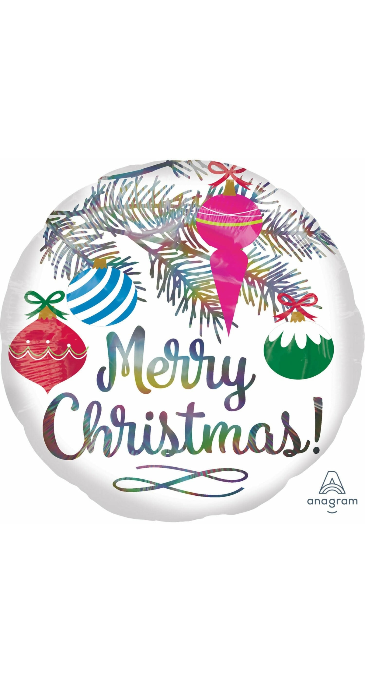 Iridescent Merry Christmas Holographic Foil Balloon - 43cm