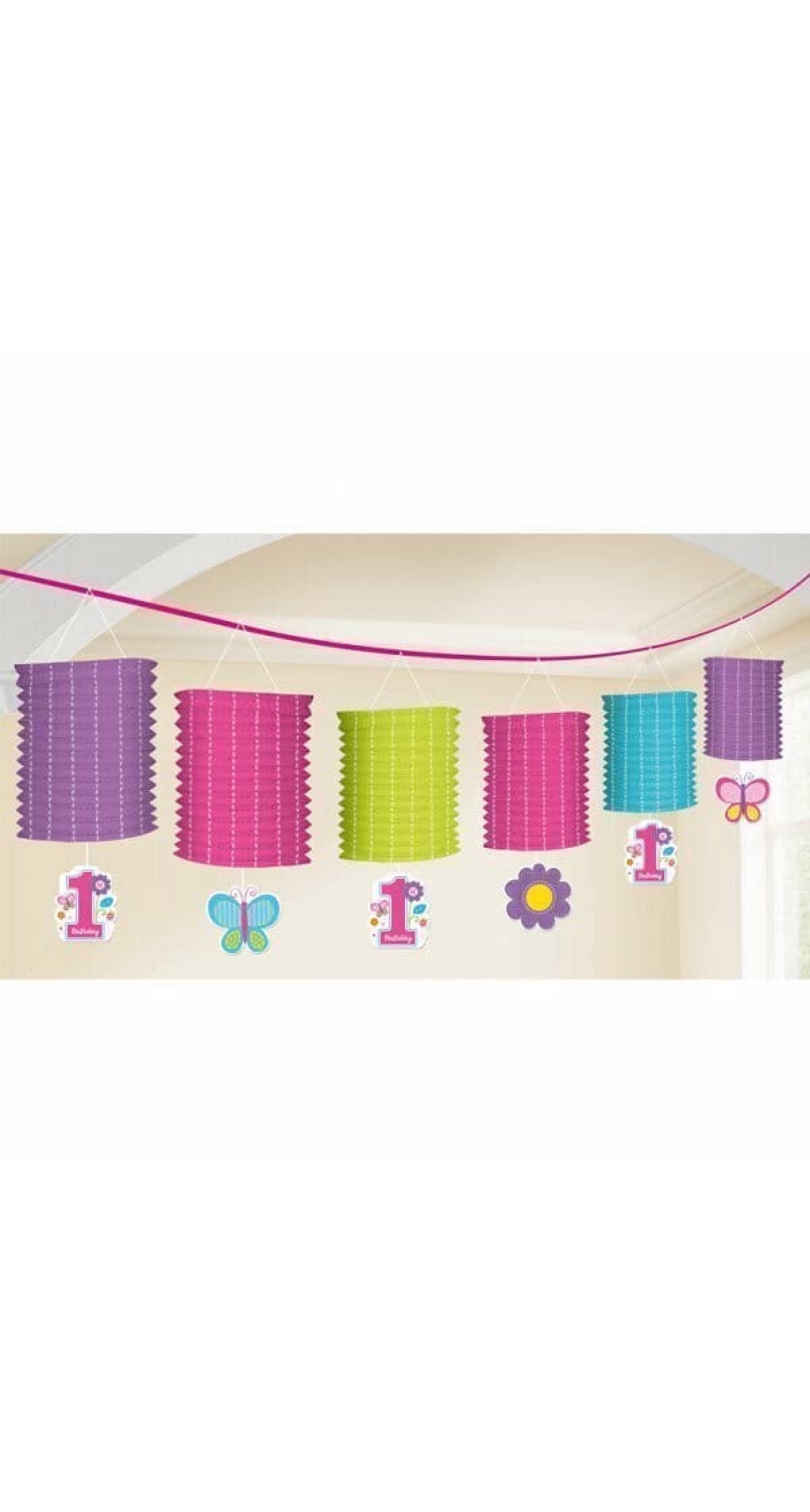 Sweet 1st Birthday Girl Paper Lantern Garland - 3.65m
