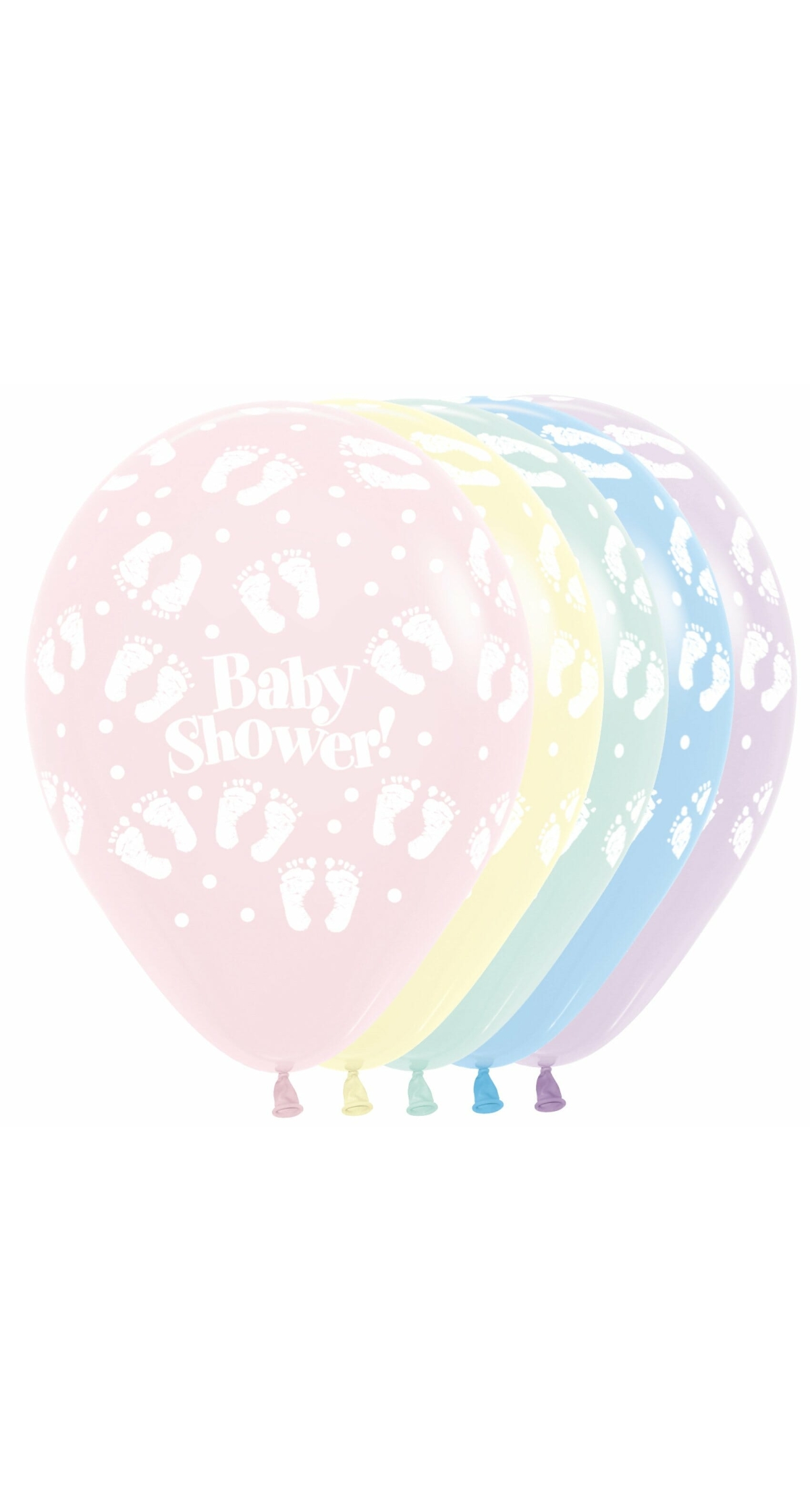 Pastel Matte Baby Shower Footprints Assorted Colors 12" Latex Balloon