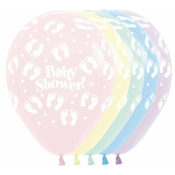 Pastel Matte Baby Shower Footprints Assorted Colors 12" Latex Balloon