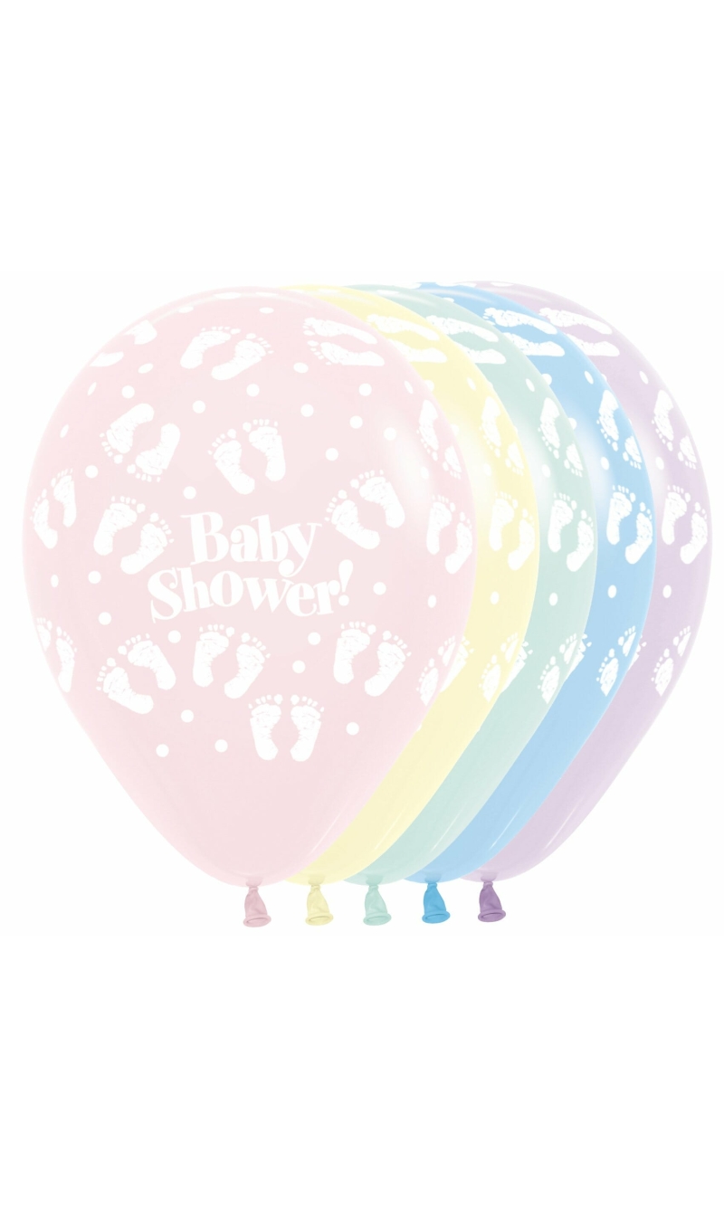 Pastel Matte Baby Shower Footprints Assorted Colors 12" Latex Balloon