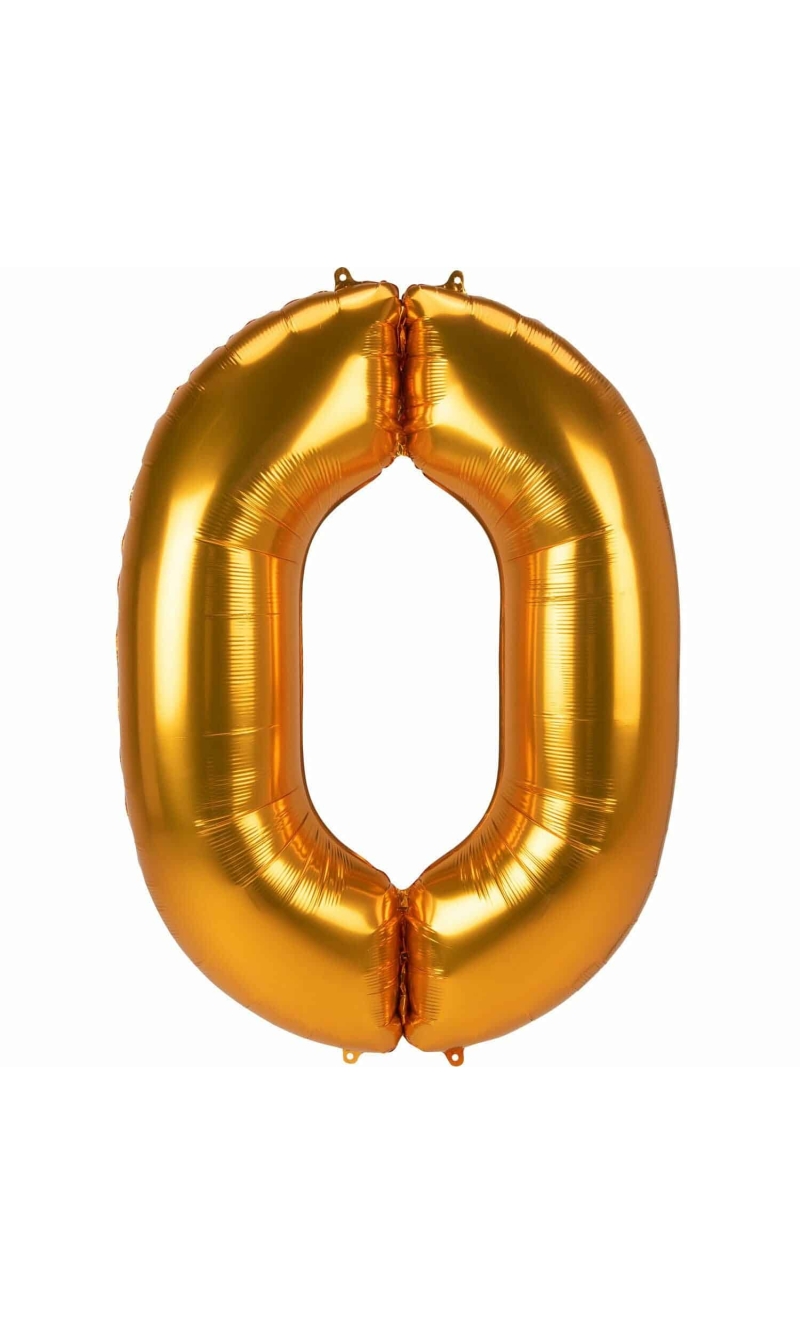 53 Inch Jumbo Size Foil Balloon Number 0 - Gold