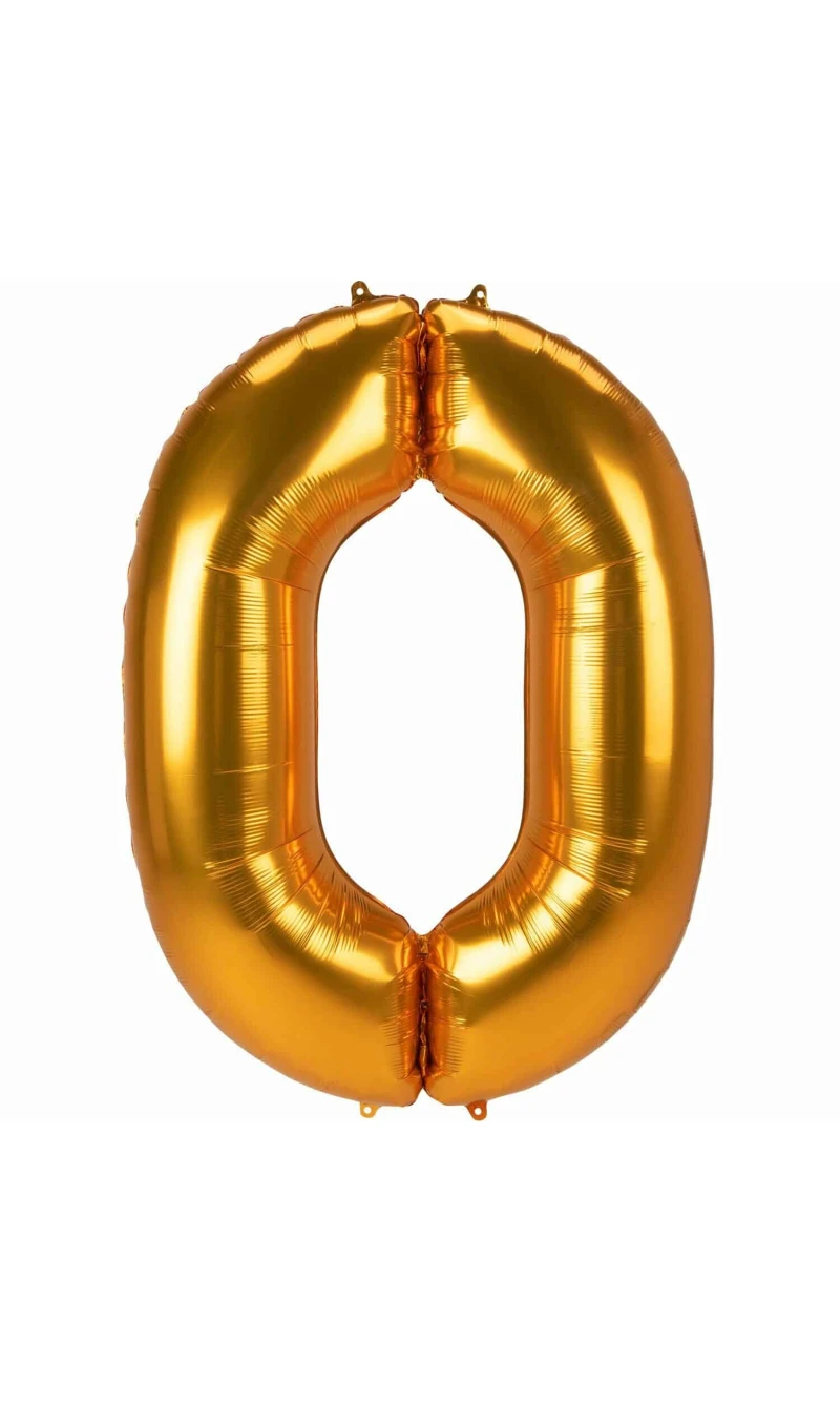 53 Inch Jumbo Size Foil Balloon Number 0 - Gold
