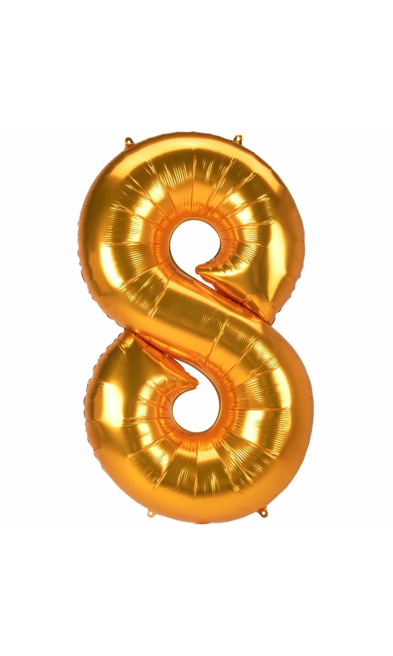 53 Inch Jumbo Size Foil Balloon Number 8 - Gold