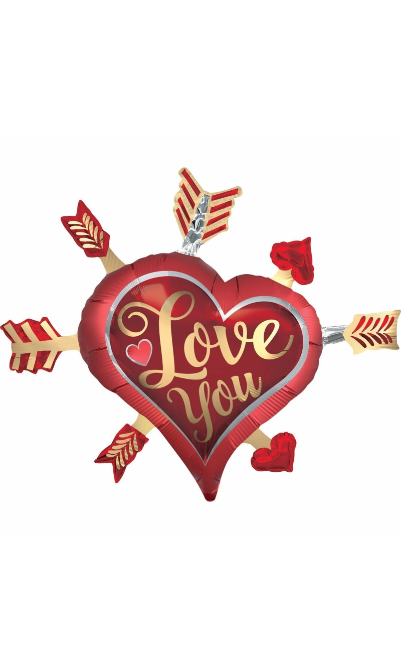 SuperShape Satin Infused Love You Arrows Foil Balloon - 86cm x 71cm