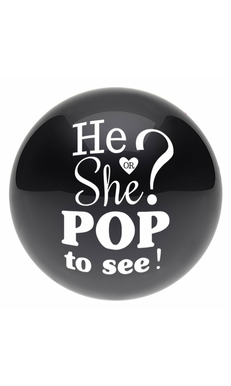 Gender Reveal He or She Pop to See Printed Latex Balloons - 24" (60cm)