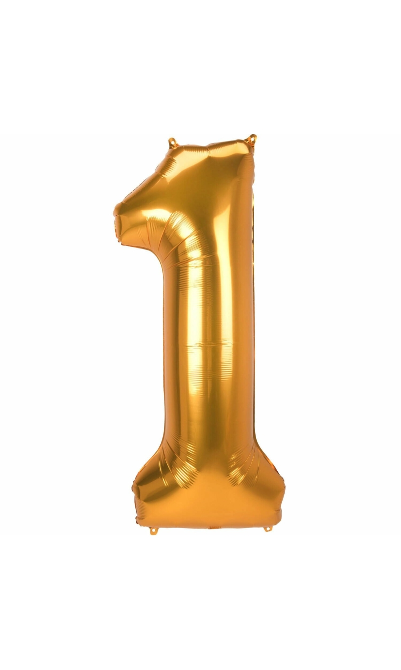 53 Inch Jumbo Size Foil Balloon Number 1 - Gold