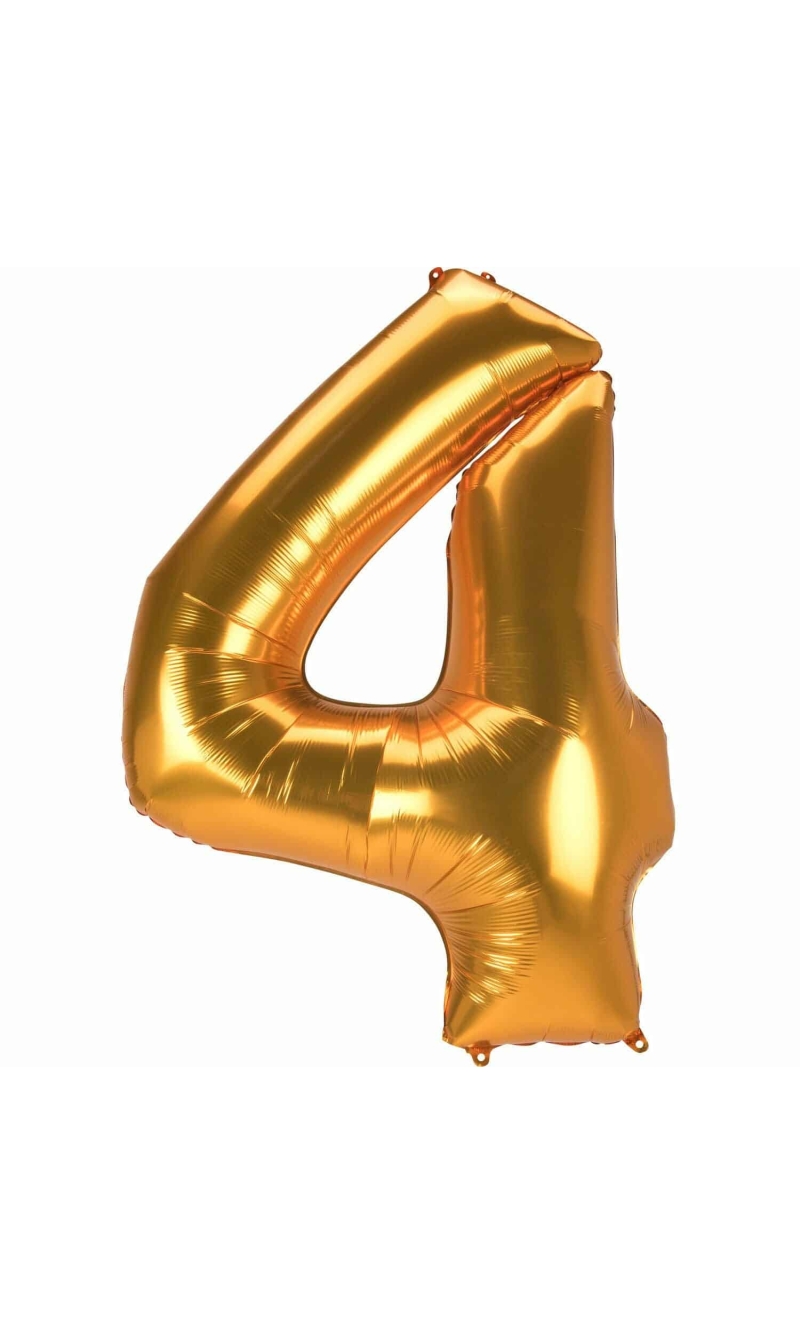 53 Inch Jumbo Size Foil Balloon Number 4 - Gold