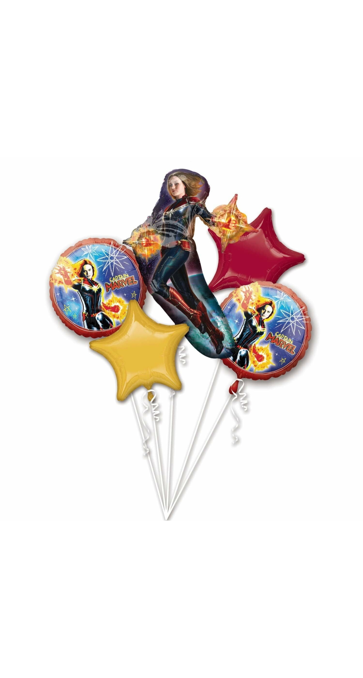 Captain Marvel Foil Balloon Bouquet - 5pk