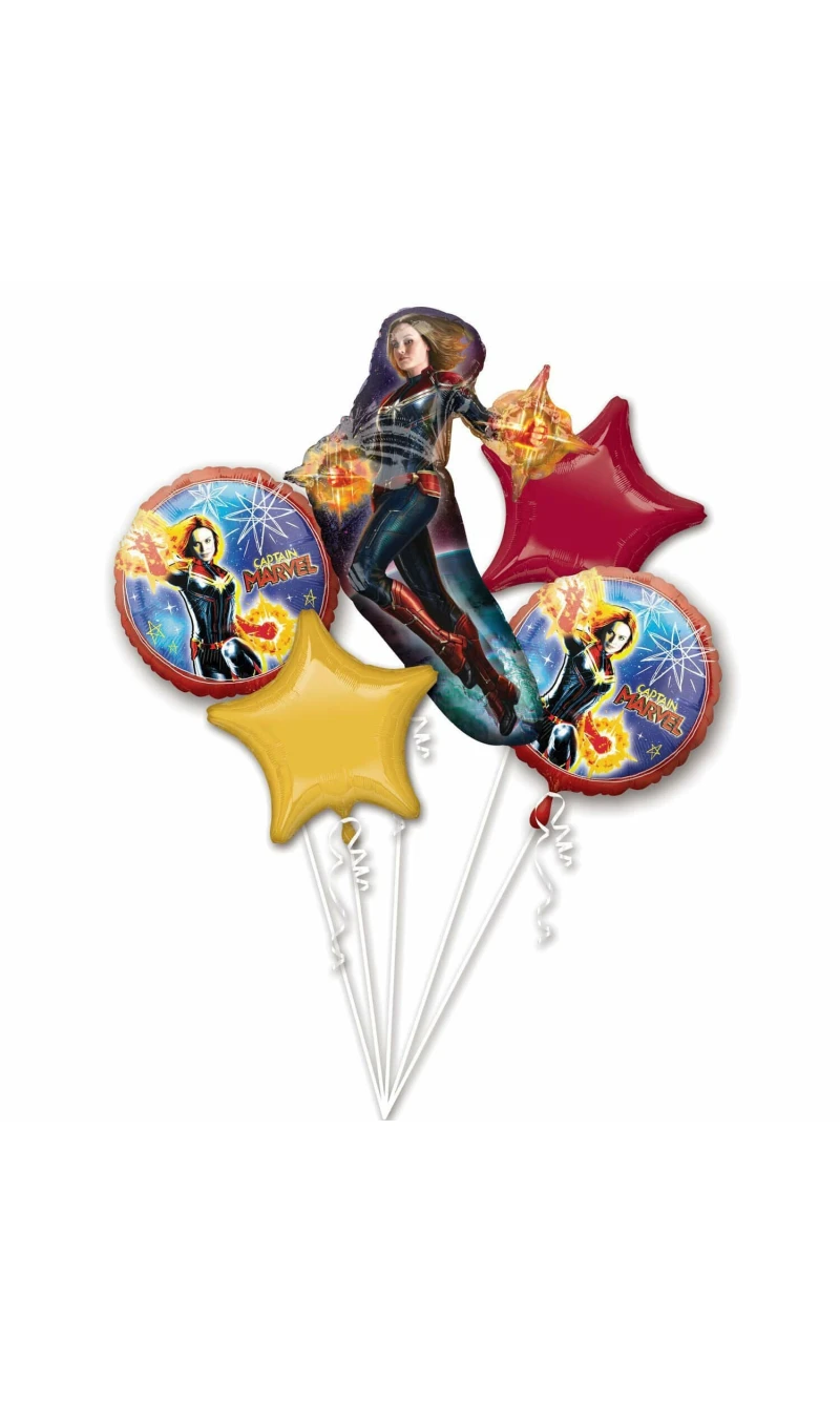 Captain Marvel Foil Balloon Bouquet - 5pk