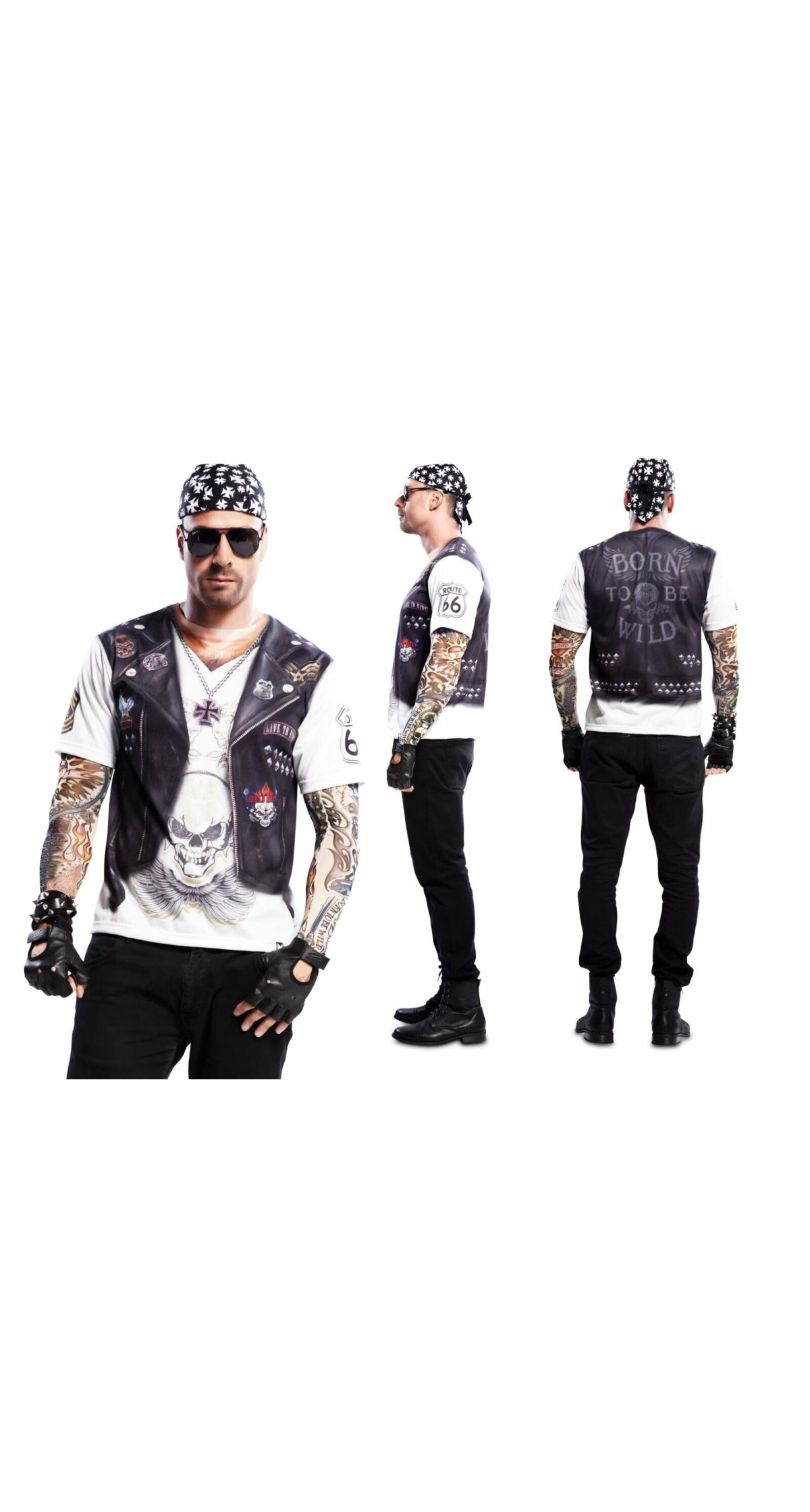 Hellboy, Manga Corta, 2 Pzas. Tatuaje - Adult Size XL
