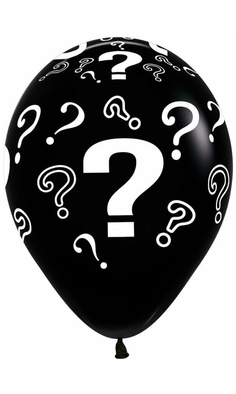 Fashion Solid Black Gender Reveal Question Marks - 12" Latex Balloon