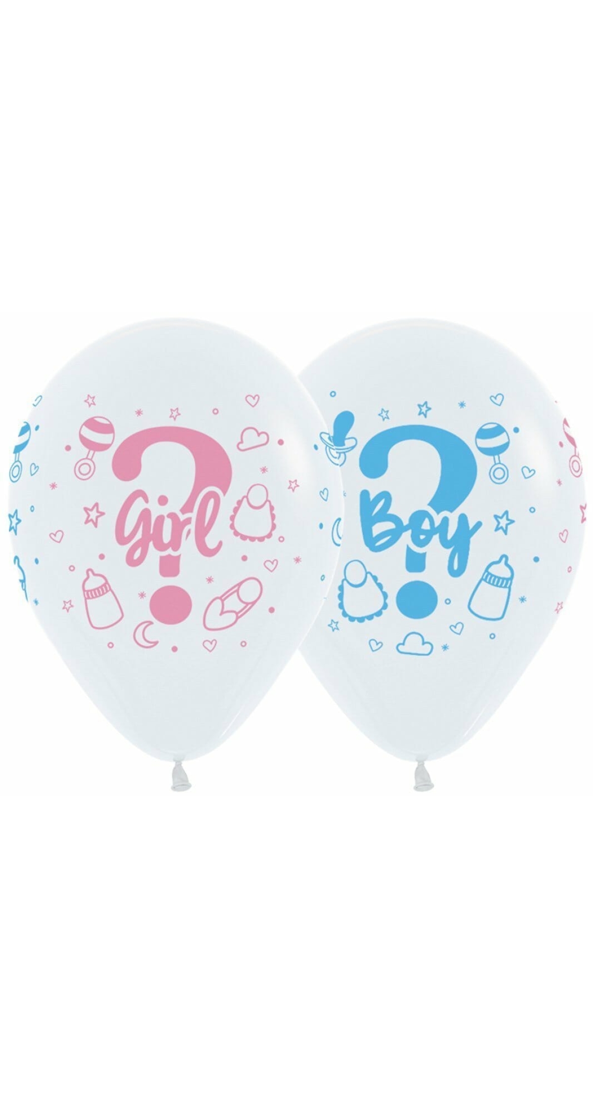Fashion Solid White Gender Reveal Boy or Girl - 12" Latex Balloon