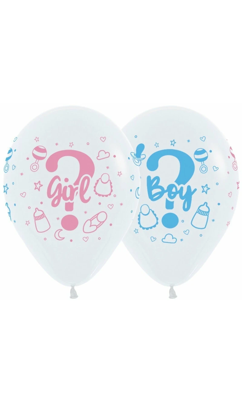 Fashion Solid White Gender Reveal Boy or Girl - 12" Latex Balloon