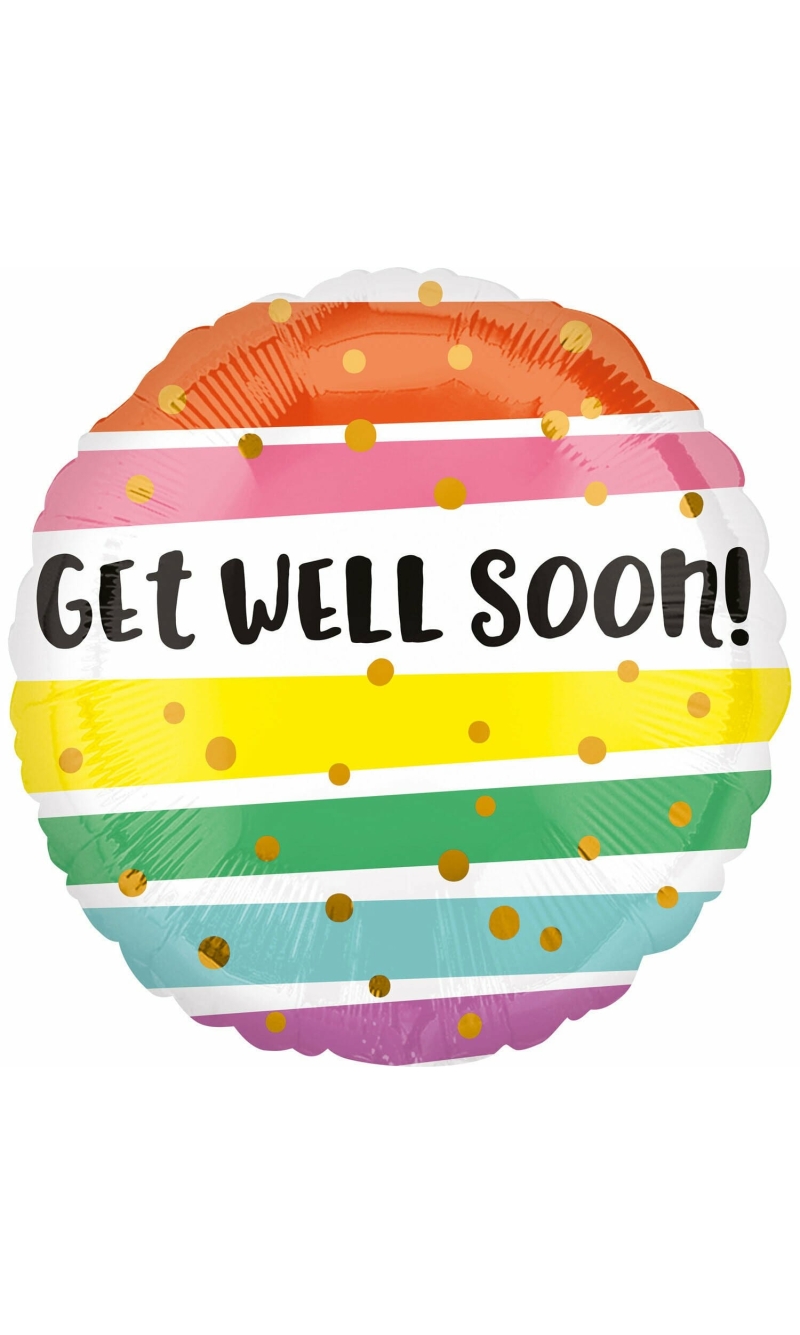 Get Well Bold Stripes Standard Foil Balloon - 43cm