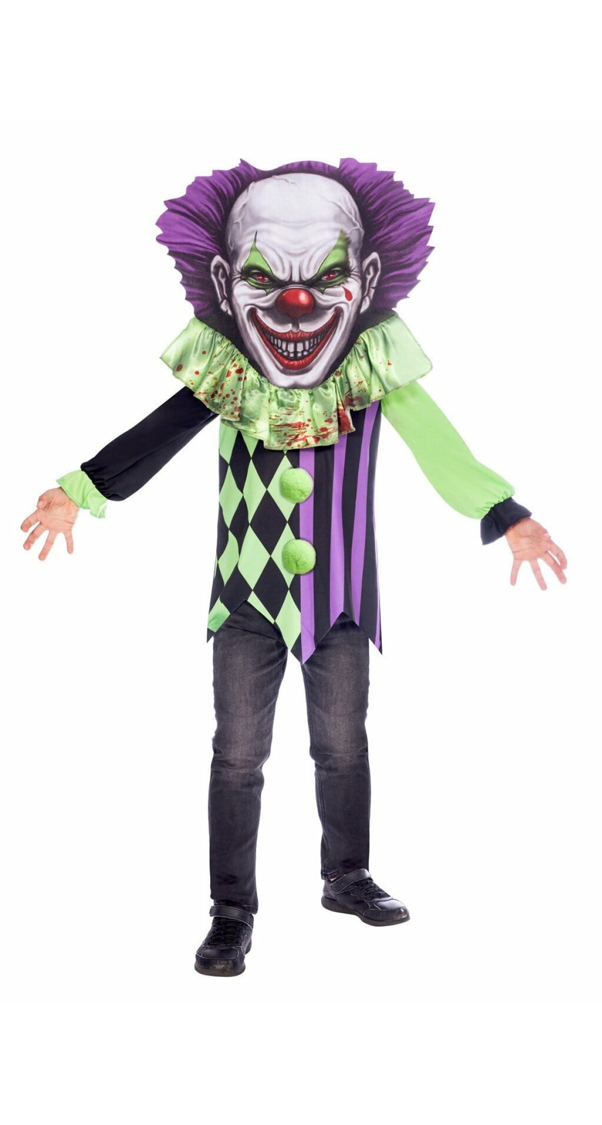 Scary Clown Big Head - Age 6 to 8 Years