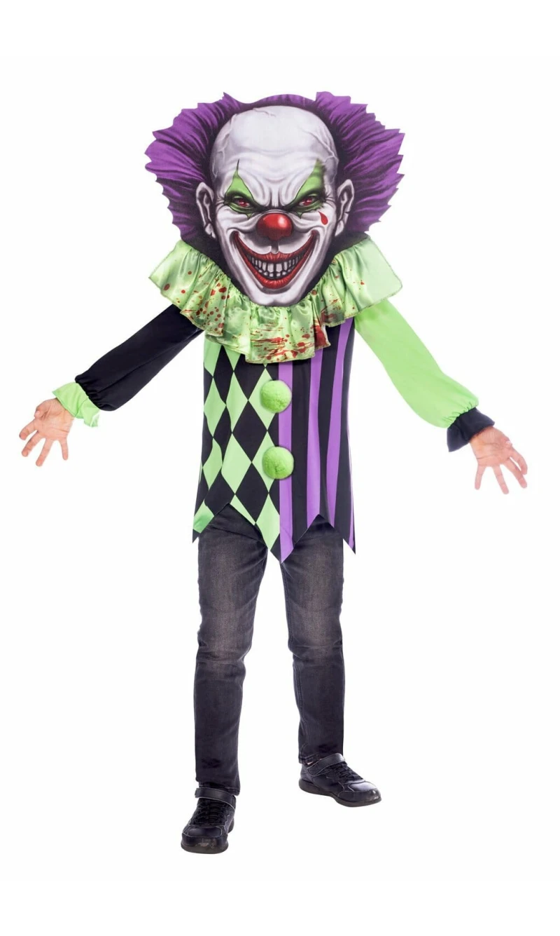 Scary Clown Big Head - Age 6 to 8 Years
