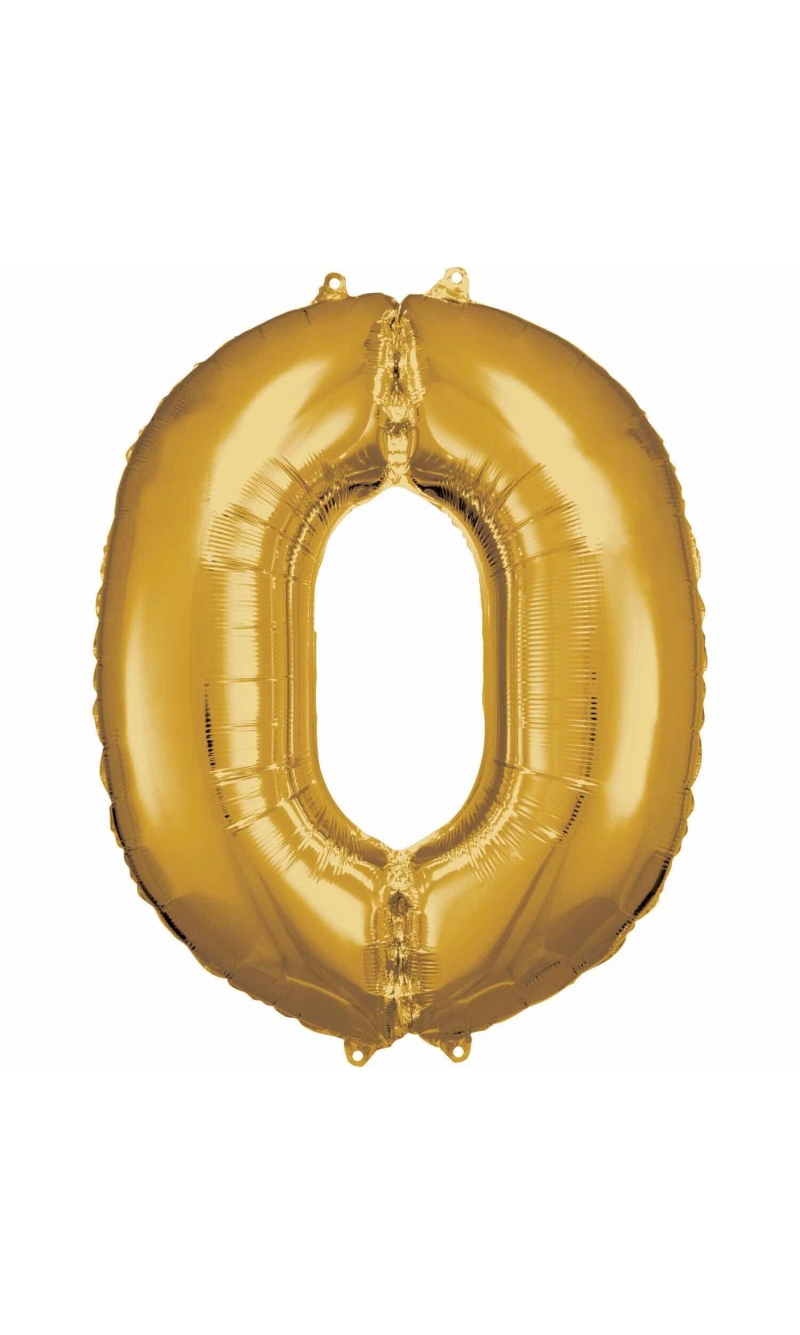 34 Inch Foil Balloon Number 0 - Gold