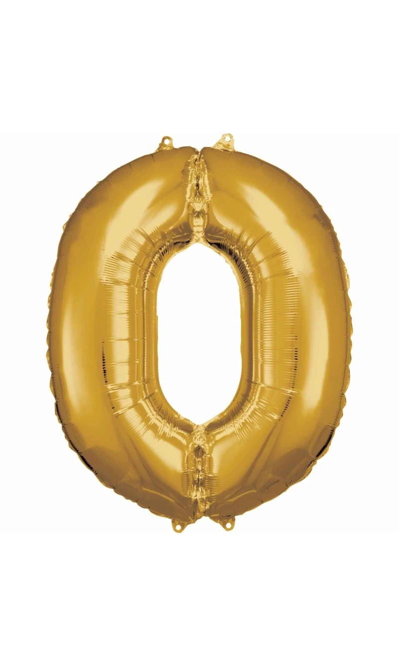 34 Inch Foil Balloon Number 0 - Gold