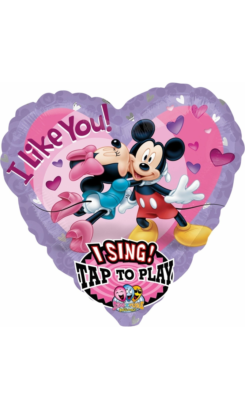 Mickey & Minnie Heart Shape Singing Foil Balloon 29" (74cm)