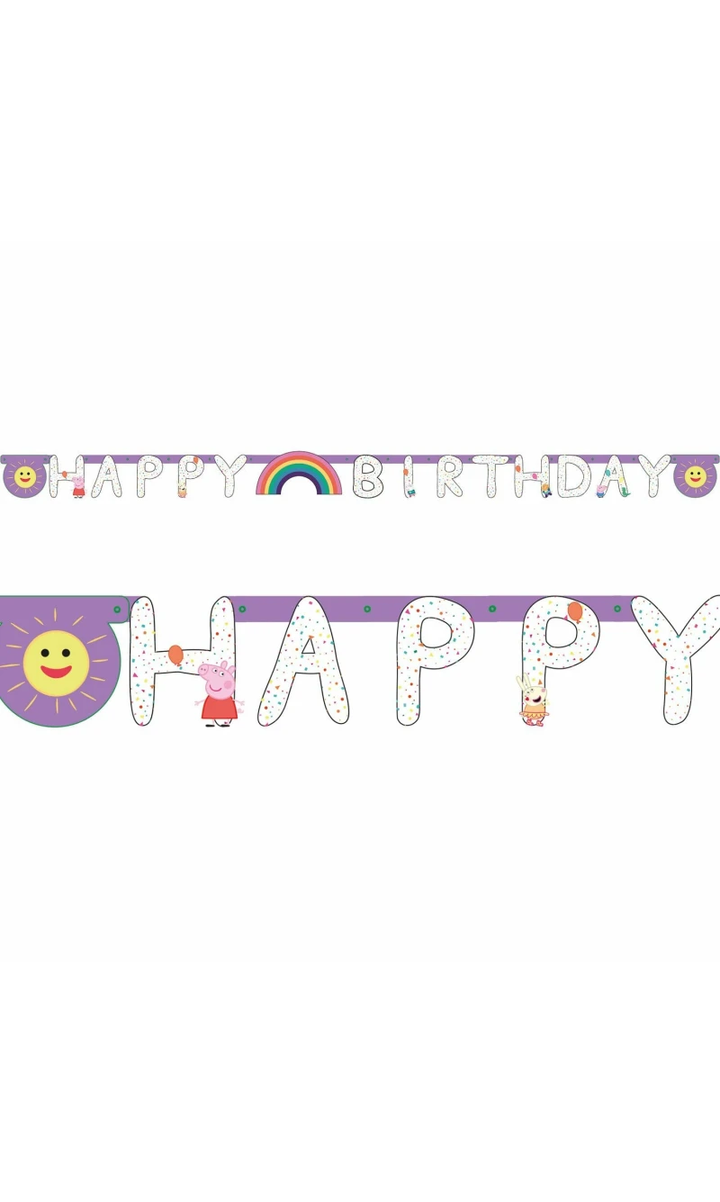 Peppa Pig Happy Birthday Letter Banner - 210cm x 13cm