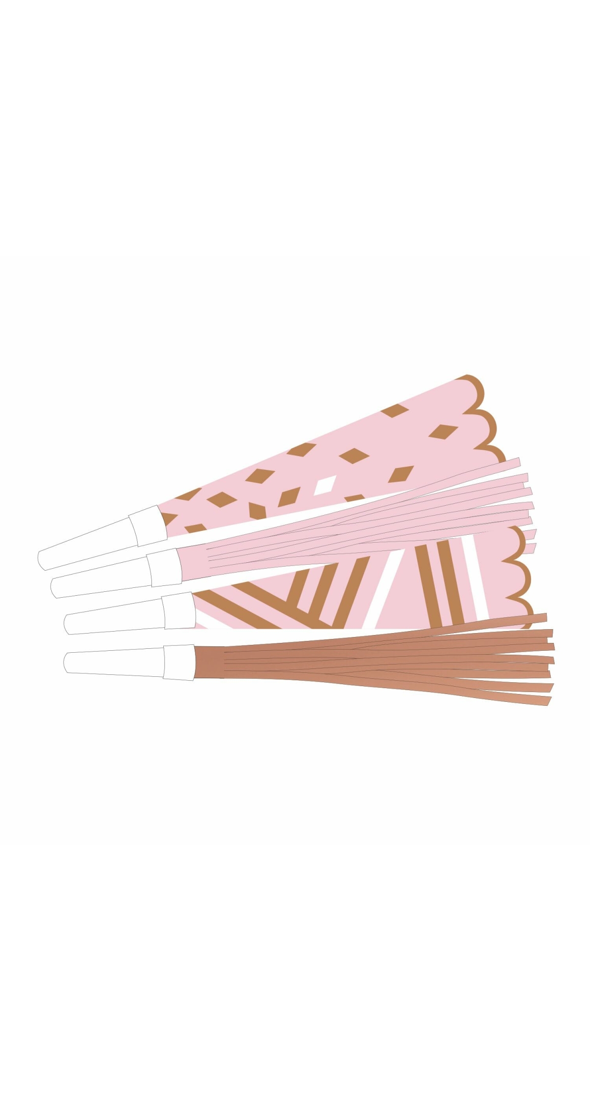 Rose Gold Birthday Party Horns 22.5 cm - 8pk