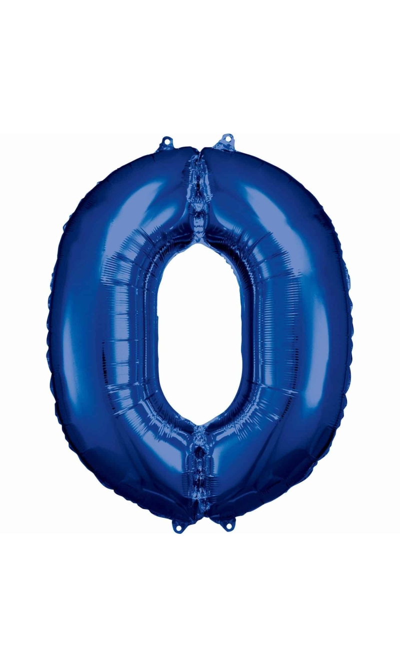 34 Inch Foil Balloon Number 0 - Blue