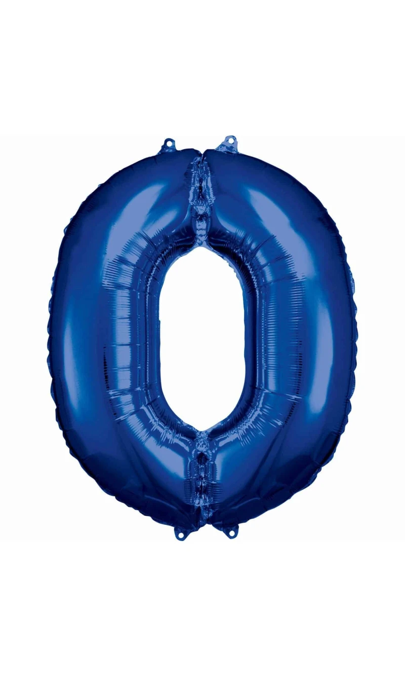 34 Inch Foil Balloon Number 0 - Blue