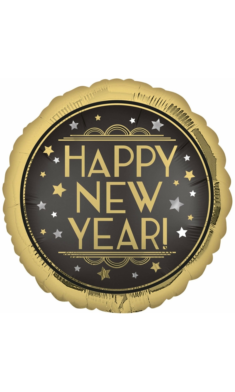 Happy New Year Vintage Satin Foil Balloon - 43cm