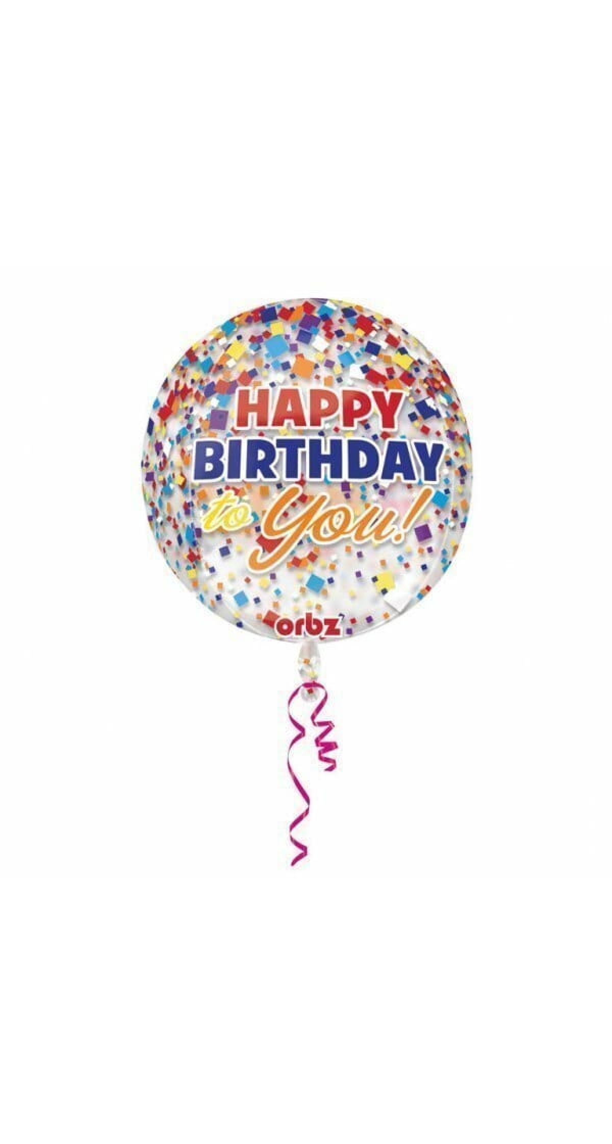 Happy Birthday Clear Orbz Confetti Foil Balloon - 38cm x 40cm