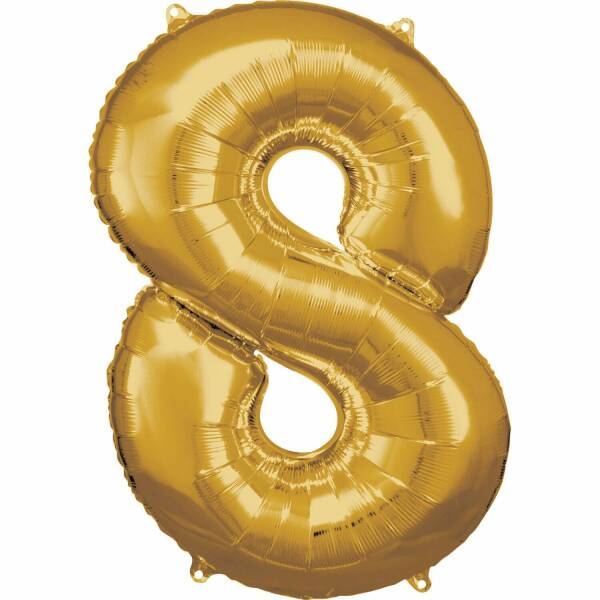 34 Inch Foil Balloon Number 8 - Gold