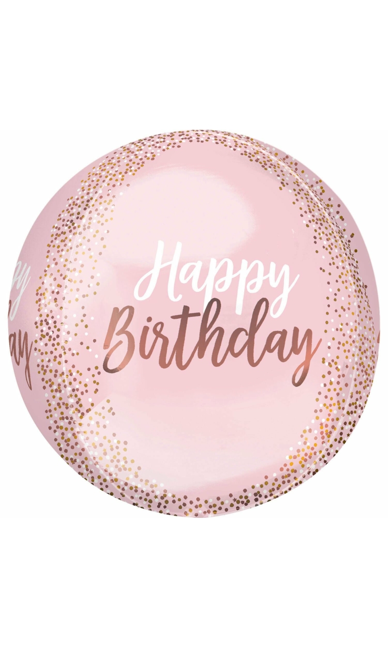 Rose Gold Blush Birthday Orbz Foil Balloon - 38cm x 40cm