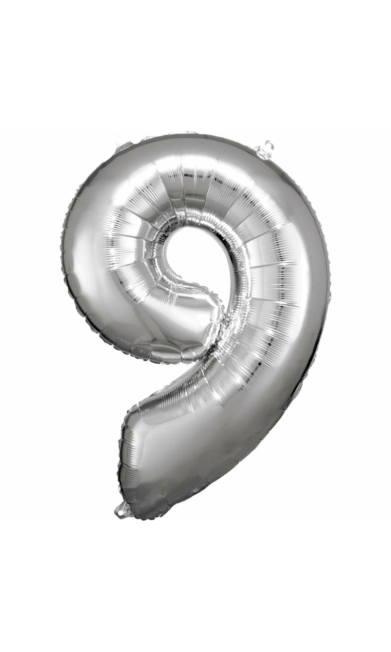 34 Inch Foil Balloon Number 9 - Silver