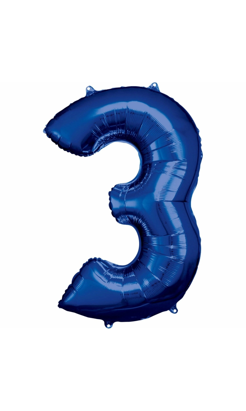 34 Inch Foil Balloon Number 3 - Blue