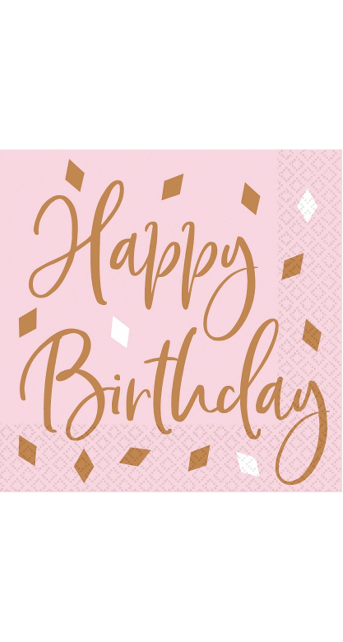 Rose Gold Happy Birthday Napkins 33 x 33cm - 16pk