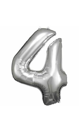 34 Inch Foil Balloon Number 4 - Silver