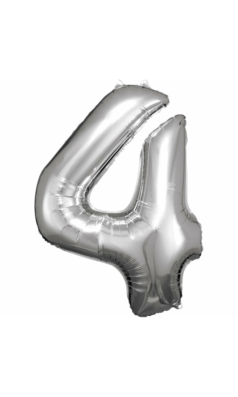 34 Inch Foil Balloon Number 4 - Silver