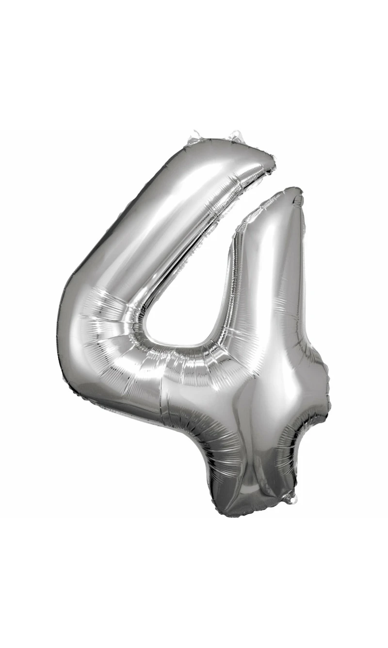 34 Inch Foil Balloon Number 4 - Silver