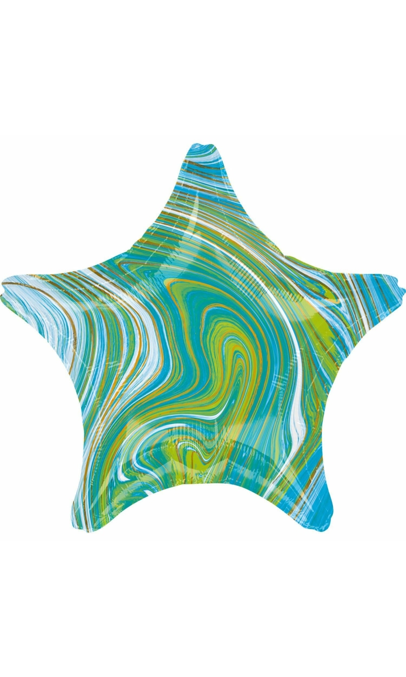 Marblez Blue Green Star Foil Balloon - 43cm