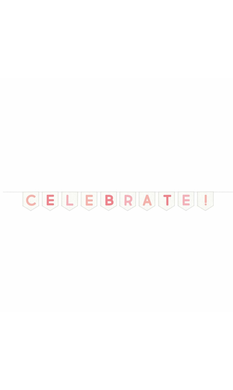 Celebrate Pink Polyester Canvas Letter Banner
