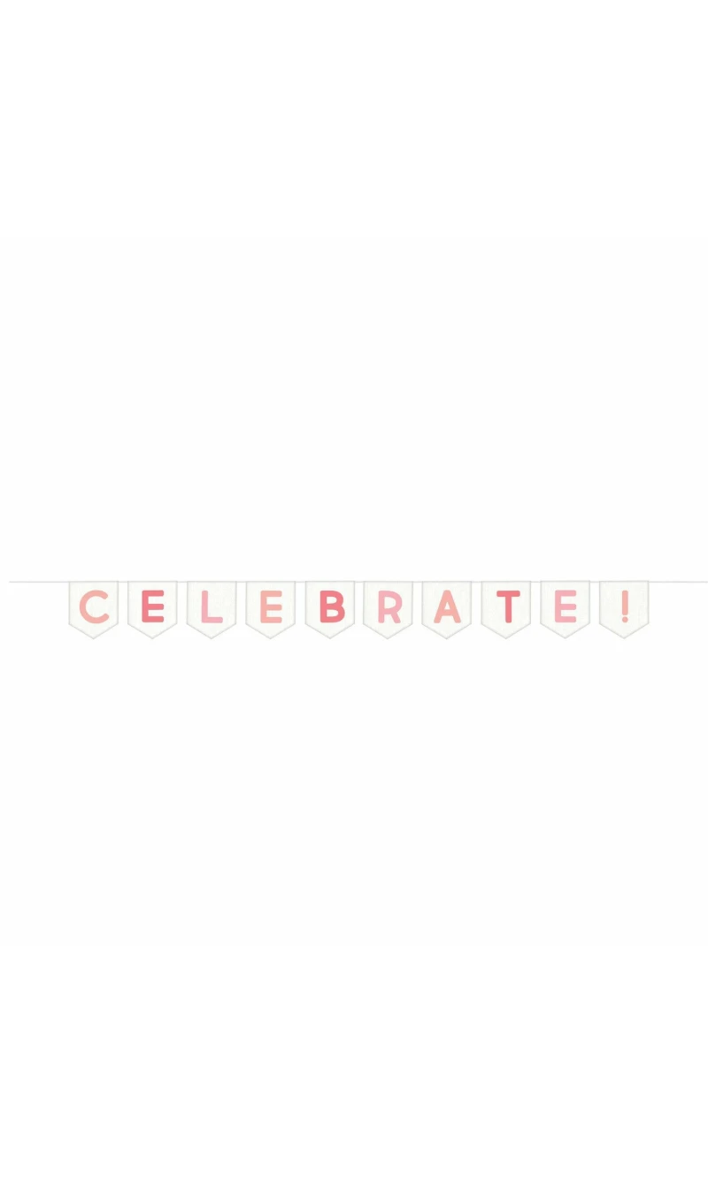 Celebrate Pink Polyester Canvas Letter Banner