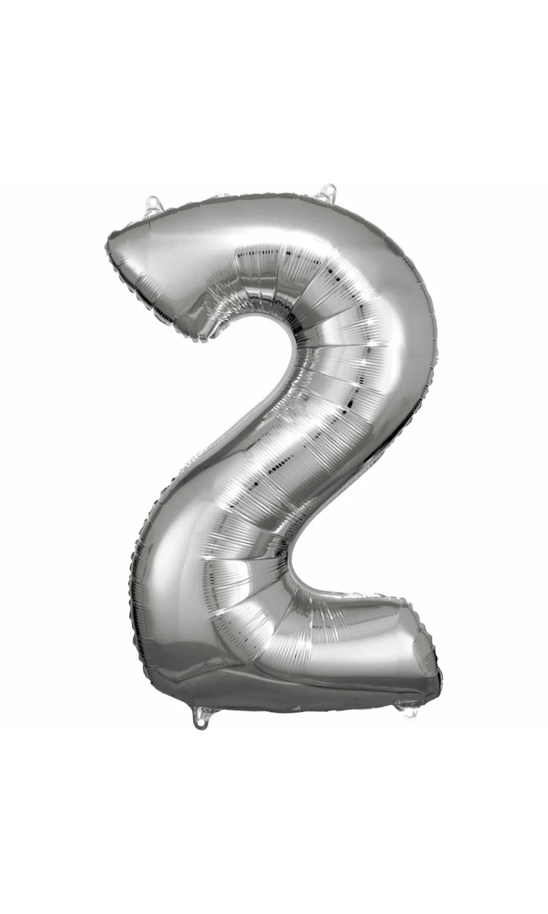 34 Inch Foil Balloon Number 2 - Silver