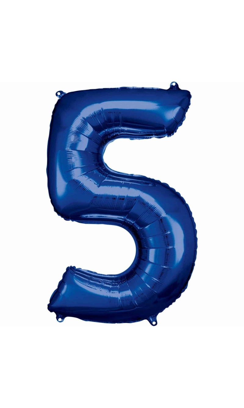 34 Inch Foil Balloon Number 5 - Blue